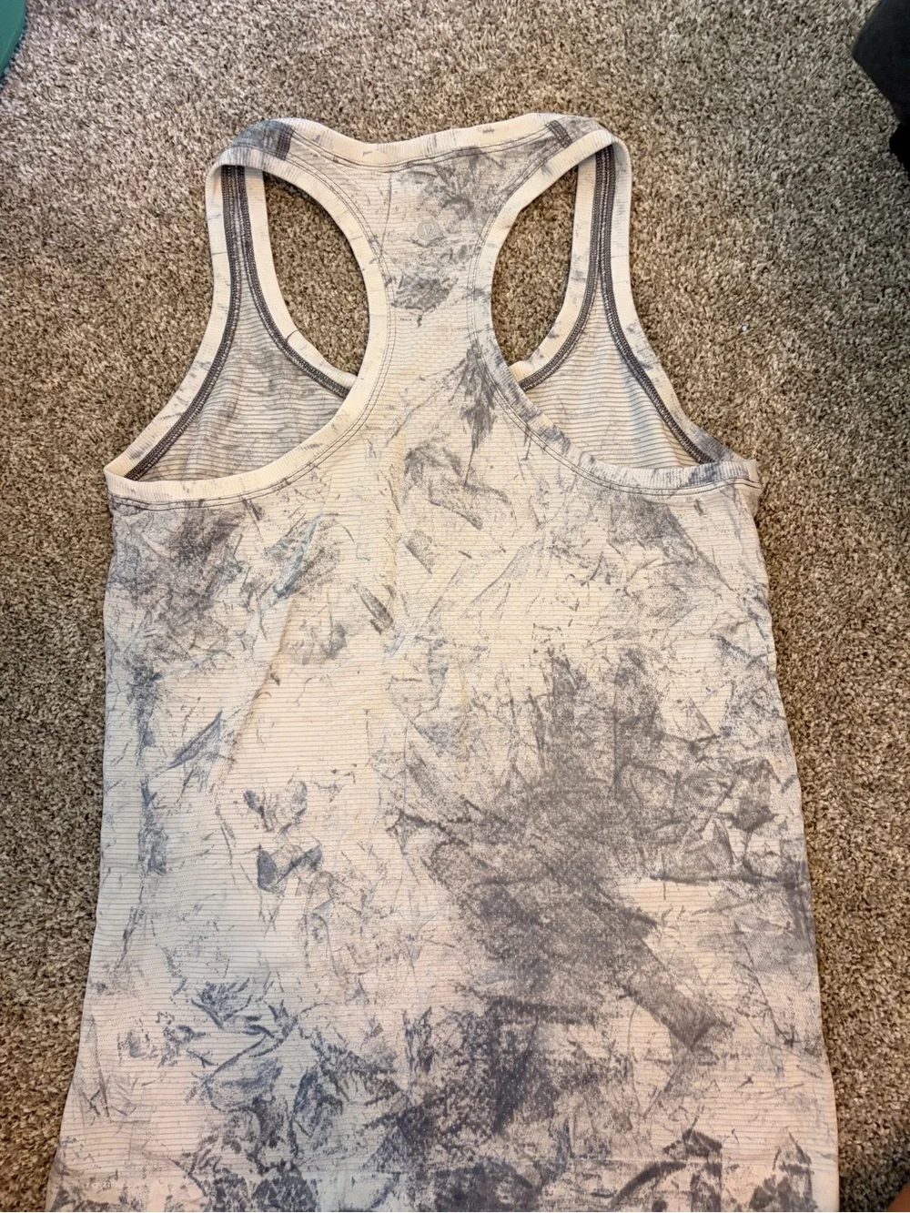 lululemon athletica White Tank Top with Blue Marble Pattern